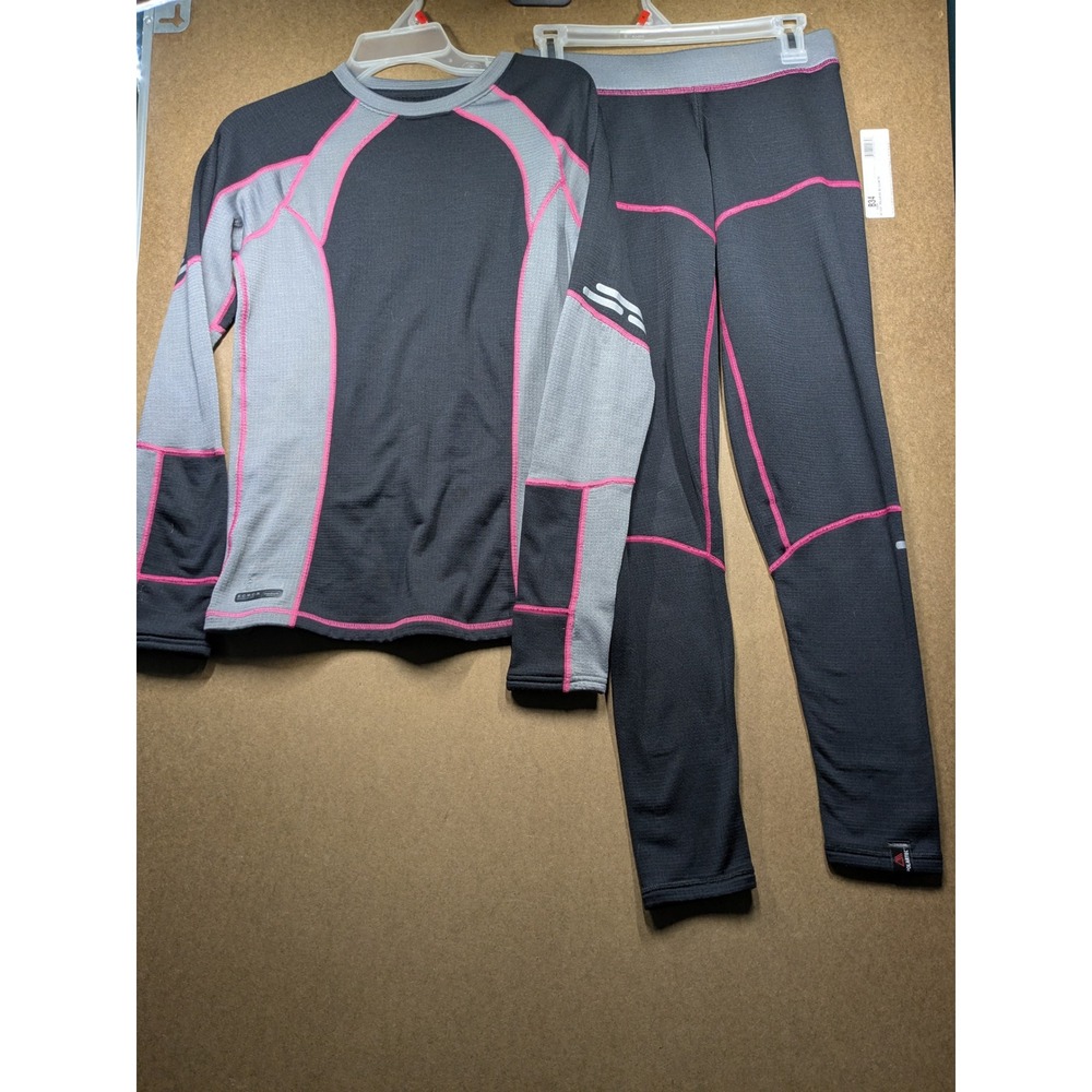 Cabelas ECWCS Women S Thermal Baselayer Set Gray Pink Waffle Knit Top Pants